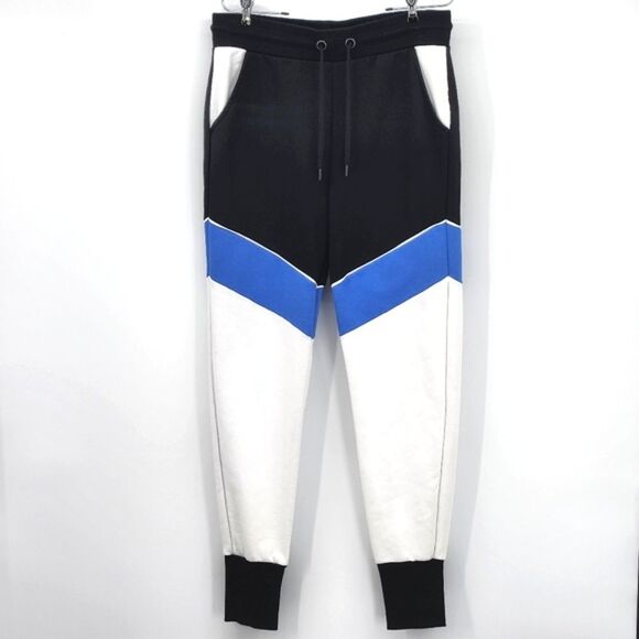 Ivy Park Tri Colorblock Tailored Joggers Sweatpants Women Small Black Blue White - Picture 2 of 13